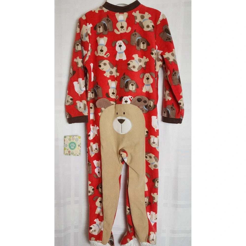 Little‎ Me Red Dog Print Fleece Blanket Sleepers Pajamas 24 Months